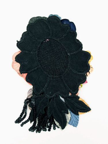 Handcrafted Multicolor Floral Applique With Sequins Fringe Tassel